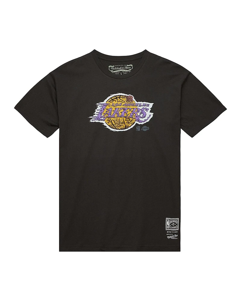 Mitchell & Ness Men's Black Los Angeles Lakers Hardwood Classics Deconstructed T-Shirt