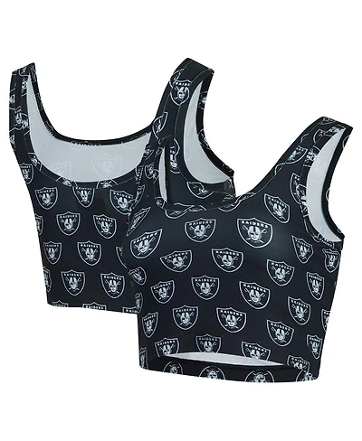 Concepts Sport Women's Black Las Vegas Raiders Record Allover Print Bralette