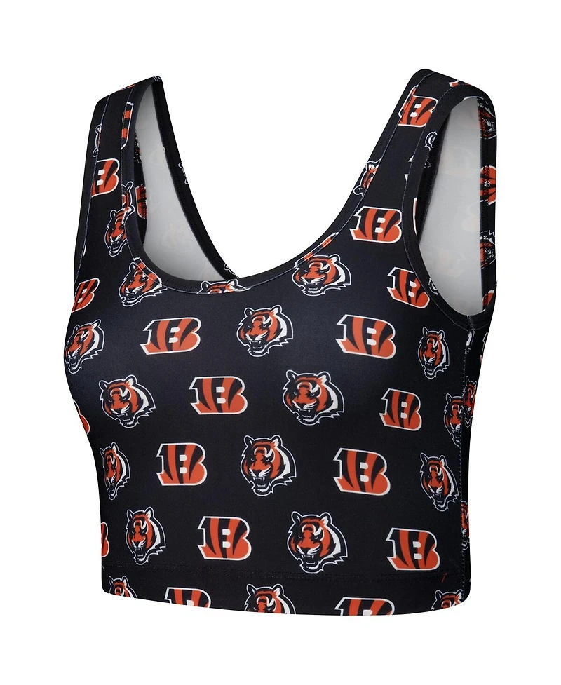 Concepts Sport Women's Black Cincinnati Bengals Record Allover Print Bralette