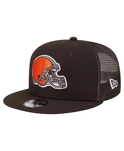 New Era Big Boys and Girls Brown Cleveland Browns Main Trucker 9FIFTY Snapback Hat