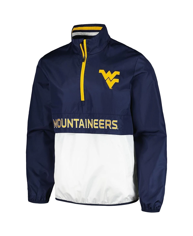 G-iii Sports by Carl Banks Men's Navy West Virginia Mountaineers Cornerman Half-Zip Top