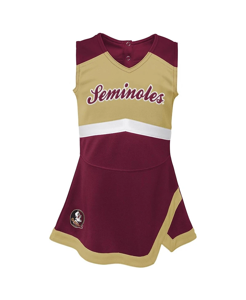 Outerstuff Girls 2-Piece Preschool Garnet Florida State Seminoles Cheer Captain Bloomers Set Jumper Dress