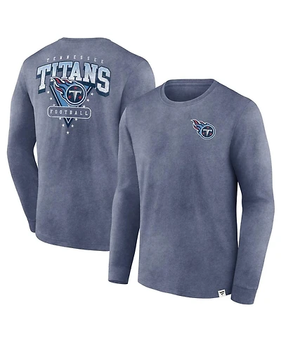 Fanatics Men's Heather Navy Tennessee Titans Heritage Snow Wash Long Sleeve T-Shirt