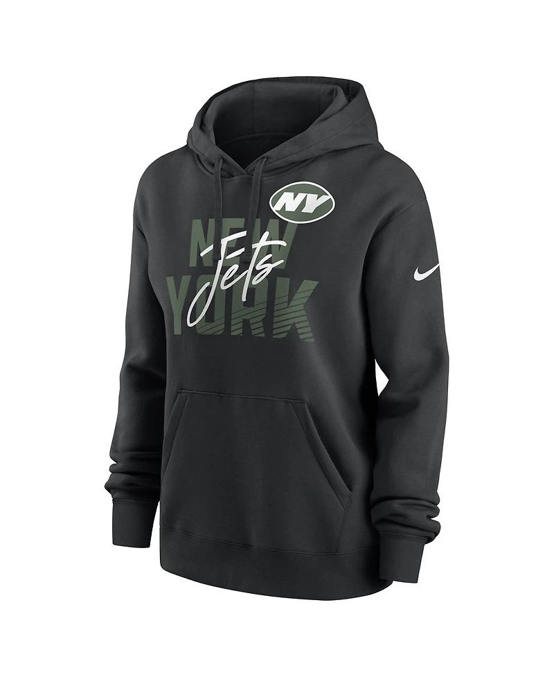 Nike Women's Black New York Jets Wordmark Club Fleece Pullover Hoodie