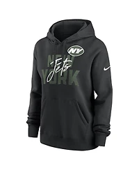 Nike Women's Black New York Jets Wordmark Club Fleece Pullover Hoodie
