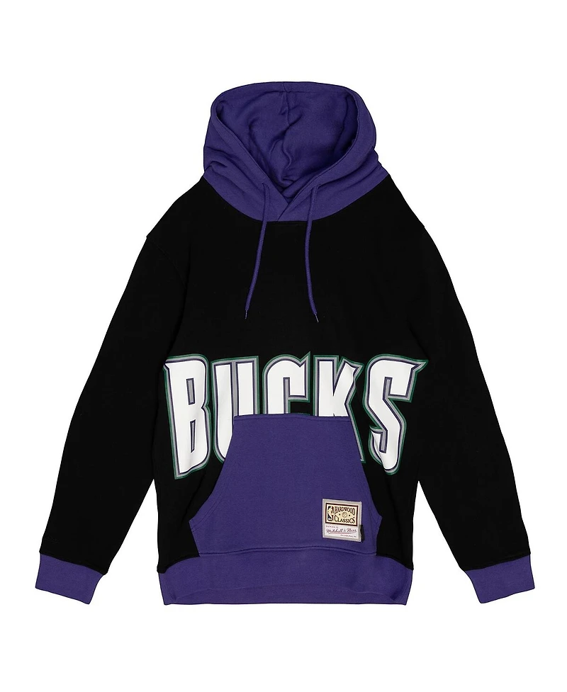Mitchell & Ness Men's Black Milwaukee Bucks Hardwood Classics Big Face 5.0 Pullover Hoodie