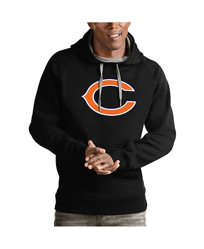 Antigua Men's Black Chicago Bears Victory Pullover Hoodie