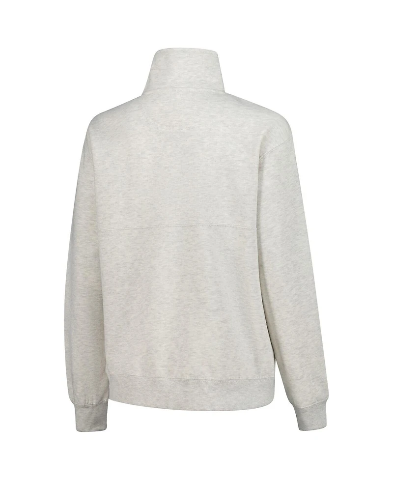 Soft As A Grape Women's Oatmeal Philadelphia Phillies Quarter-Zip Fleece Pullover Sweatshirt