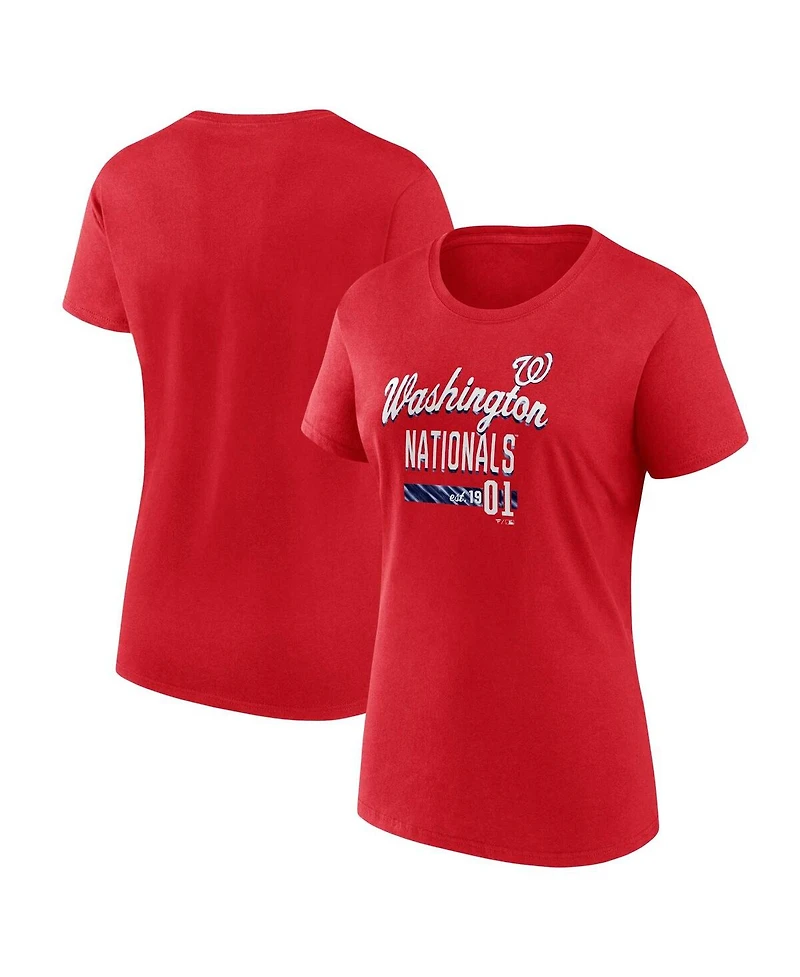 Fanatics Women's Red Washington Nationals Logo Fitted T-Shirt