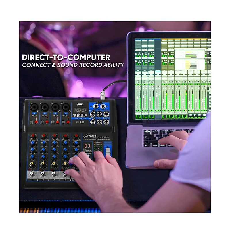 Pyle 6-Ch. Bluetooth Studio Mixer - Dj Controller Audio Mixing Console System