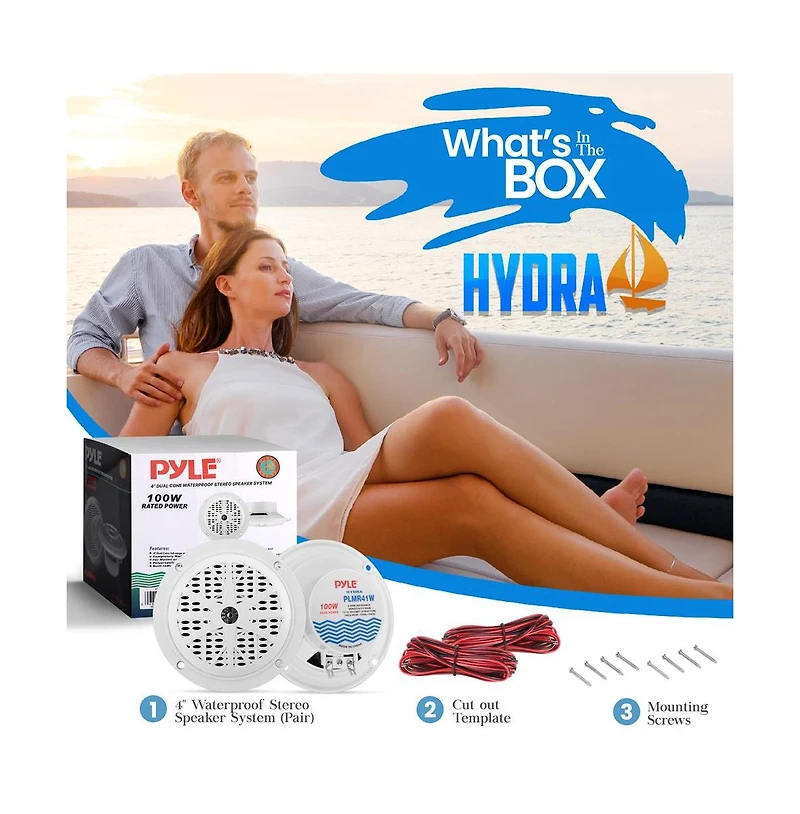 Pyle 4'' Waterproof Stereo Speaker System