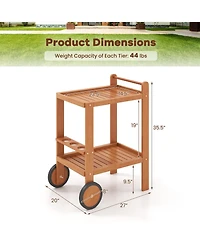 Mecale 2 Tier Rolling Serving Cart with Wine Bottle Holders and 2 Rubber Wheels