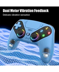 Nbcp Rgb Wireless Controller for PS5/Pc, Bluetooth, Dynamic Vibration, 6-Axis Motion, 3.5mm Audio Jack, Turbo, 1000mAh Battery, Speaker - Blue