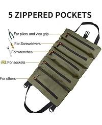 Xdovet Tool Bag Roll Up,Heavt Duty Tool Organizer Portable Tool Storage Bags Waterproof Oxford Cloth-Zipper Pouch for Men Mechanic, Electricians, Repa