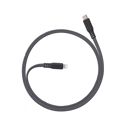 Ventev Flat Usb C to Apple Lightning High Speed Tangle-Free Foot Cable-Gray
