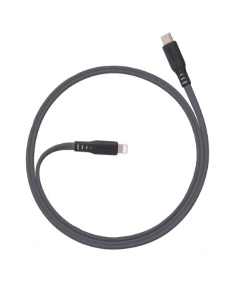 Ventev Flat Usb C to Apple Lightning High Speed Tangle-Free Foot Cable-Gray