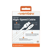 Ventev Flat Usb A to Usb C High Speed Tangle-Free 3.3 Foot Cable-Gray