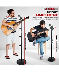 5 Core Mic Stand Floor Pair Adjustable Heavy Weight Microphone Stands Round Base