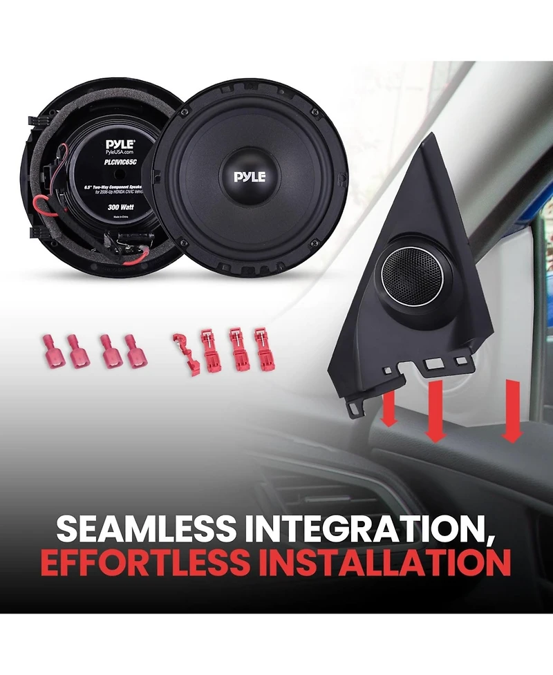 Pyle Two-Way Coaxial Speaker Systems, 6.5'' for 2006-Up Honda & Acura, 300 Watts, 4 Ohm Impedance (Pair)
