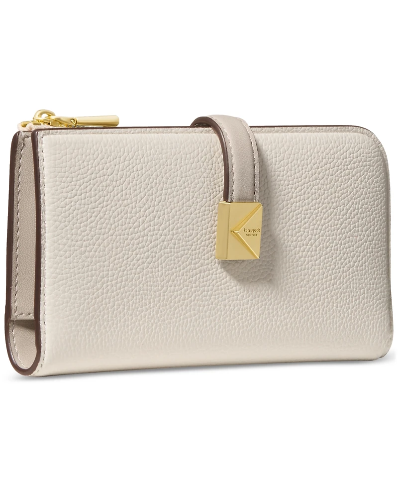 kate spade new york Deco Colorblocked Pebbled Leather Slim Zip Wallet