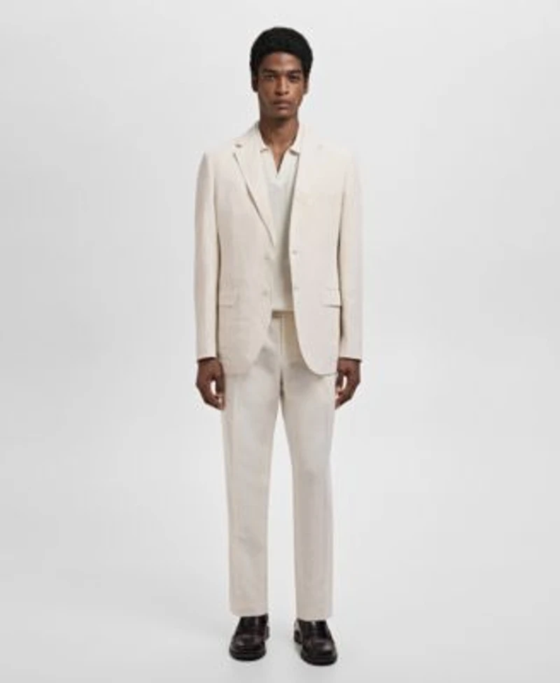 Mango Mens Linen Lyocell Slim Fit Suit Separates