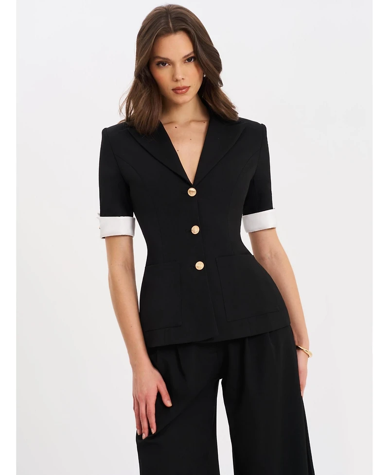 Miss Circle Women Aleena Short Sleeve Business Casual Blazer