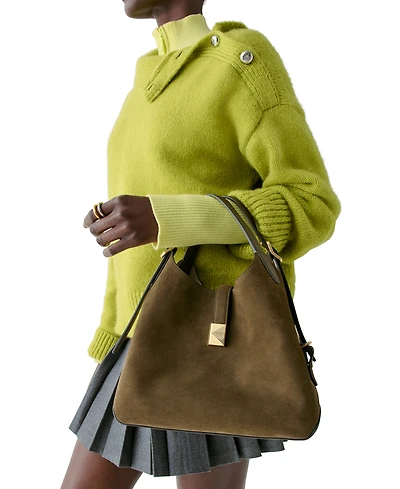 kate spade new york Deco Small Pebbled Leather & Suede Crossbody Tote