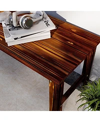 Outsunny 2-Seat Wood Garden Bench, Patio Bench w/ Slatted Seat,