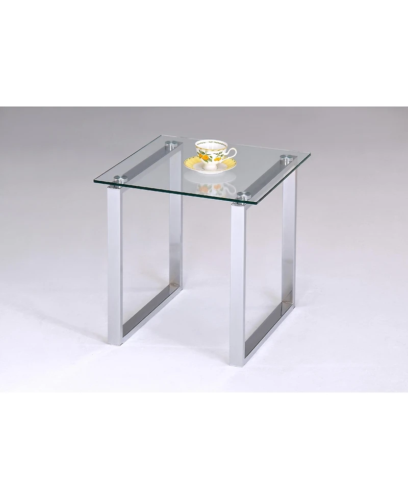 Kings Brand Furniture Bevan Chrome With Glass Top End Table