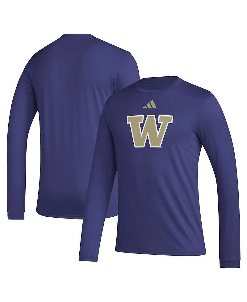 Adidas Men's Purple Washington Huskies Primary Locker Logo Pre-Game Long Sleeve T-Shirt