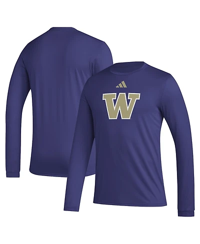 Adidas Men's Purple Washington Huskies Primary Locker Logo Pre-Game Long Sleeve T-Shirt