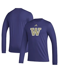 Adidas Men's Purple Washington Huskies Primary Locker Logo Pre-Game Long Sleeve T-Shirt