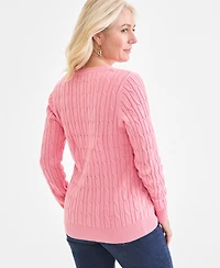 Style & Co Women's Cotton Cable-Knit V-Neck Sweater, Created for Macy's