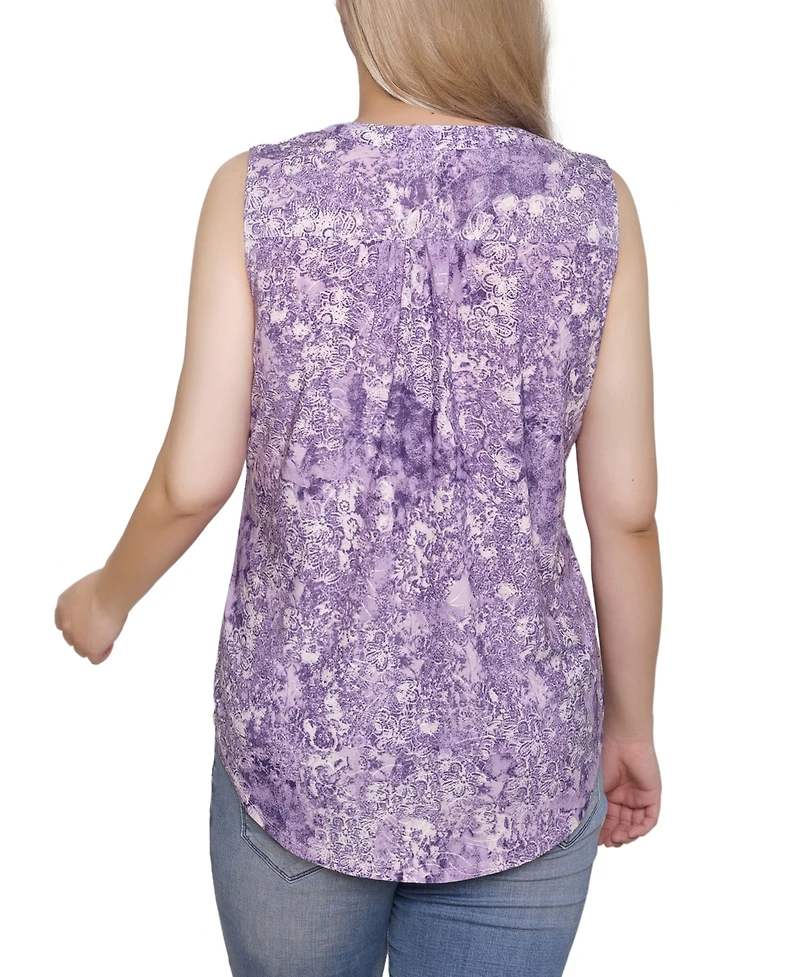 Ny Collection Petite Sleeveless Jacquard V-Neck Top