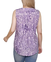 Ny Collection Petite Sleeveless Jacquard V-Neck Top