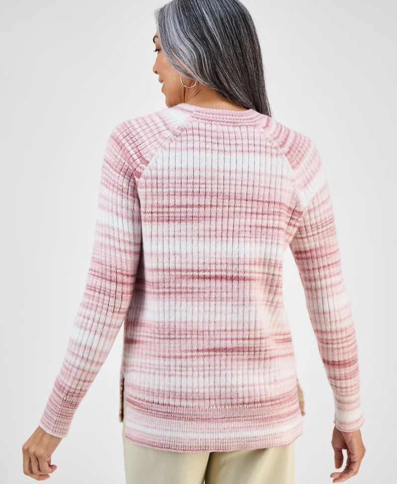 Style & Co Women's Space-Dye Long-Sleeve Crewneck Sweater, Macy's Exclusive