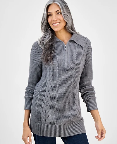 Style & Co Women's Quarter-Zip Cable-Knit Sweater, Macy's Exclusive