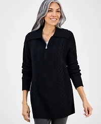 Style & Co Women's Quarter-Zip Cable-Knit Sweater, Macy's Exclusive