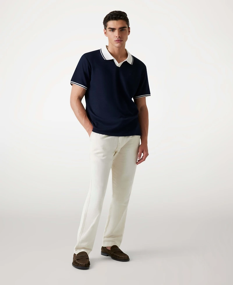 Guess Men's Weston Waffle-Knit Tipped Polo Shirt
