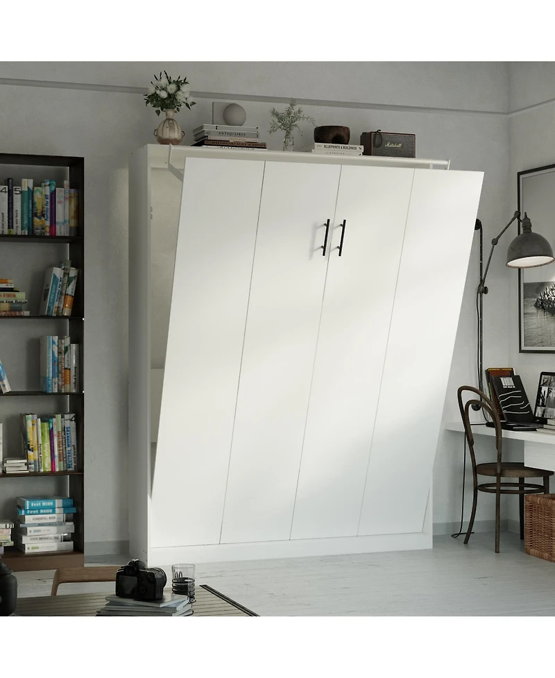 Homsee Full and queen size Hanging storage Murphy bed, white