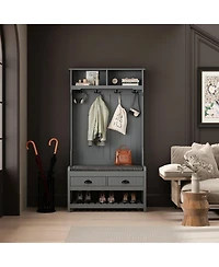 Homsee Grey countryside style multifunctional hall tree clothes hat rack