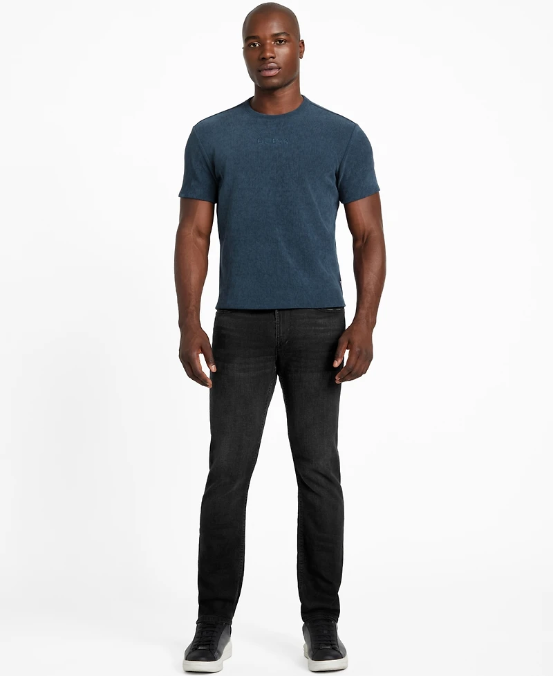 Guess Men's Regular-Fit Ribbed-Knit Embroidered Logo Graphic T-Shirt