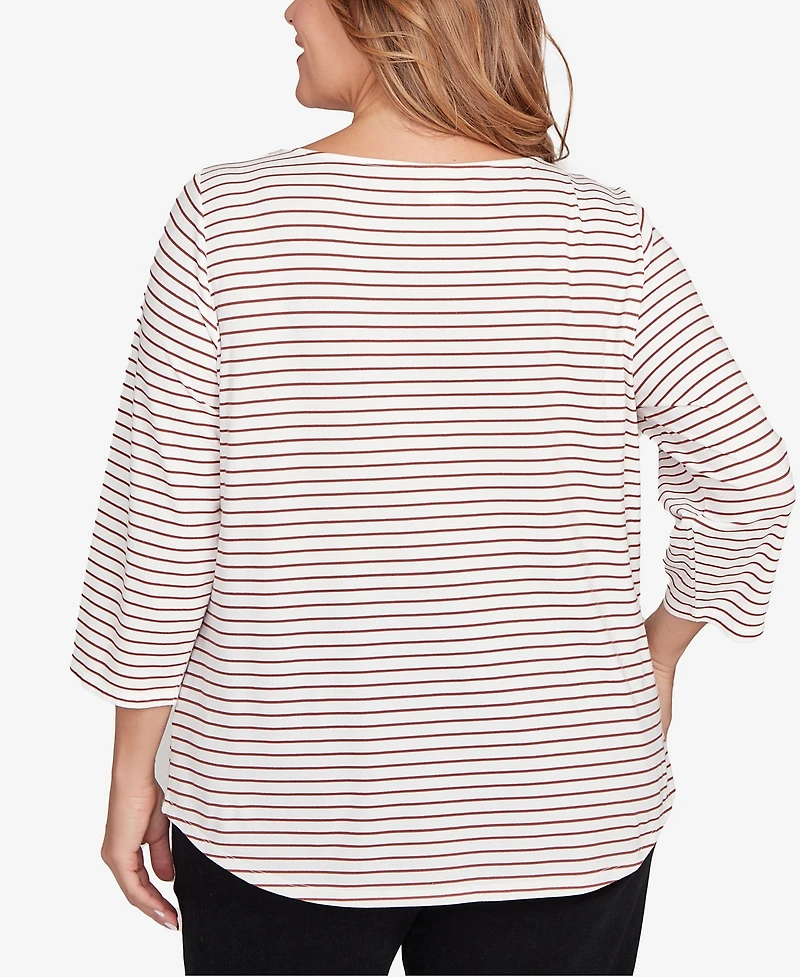 Ruby Rd. Plus Fall Harvest Striped Knit Top