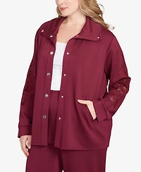 Ruby Rd. Plus Embroidered Floral Cutout Snap Jacket