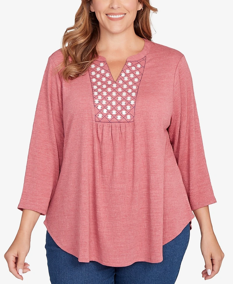 Ruby Rd. Plus Size Textured Knit Embellished Top