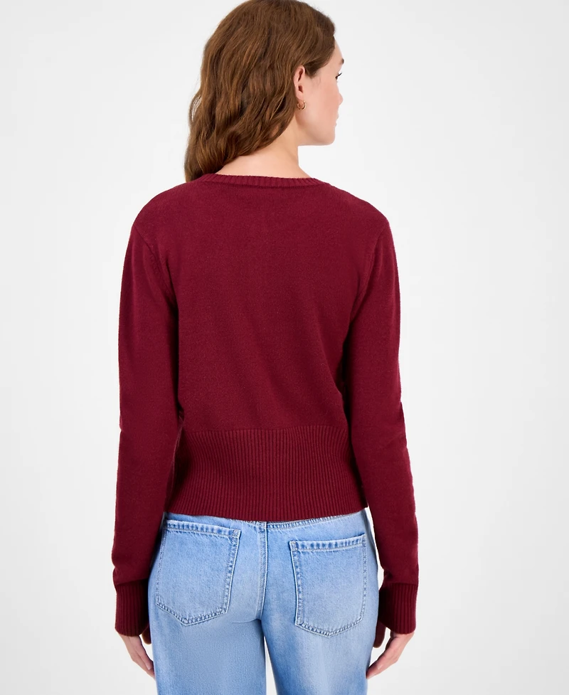 Madden Girl Juniors' High-Rib Button-Front Lady Cardigan