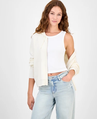 Hippie Rose Juniors' Mossy Zip-Up Sweater Hoodie