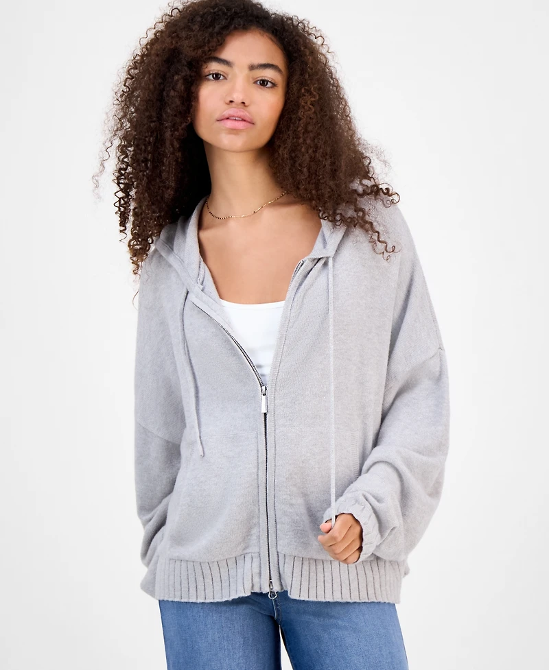 Hippie Rose Juniors' Mossy Zip-Up Sweater Hoodie