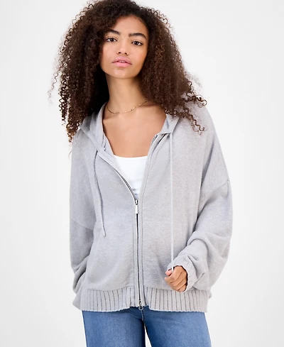 Hippie Rose Juniors' Mossy Zip-Up Sweater Hoodie