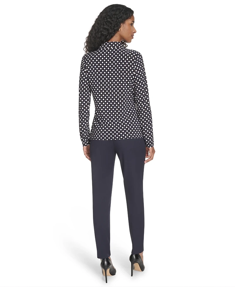 Tommy Hilfiger Women's Double Dot Knit Button-Up Top